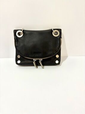 Hammitt Black LeatherSmall Corey Reversible Crossbody with Silver Hardware